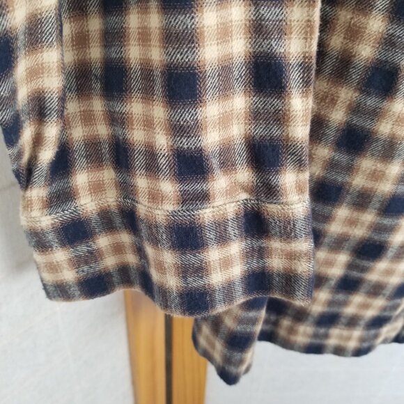 Men's Lands' End Flannel Pajama Shirt Long Sleeve Flannel Size Medium Blue Plaid - Picture 3 of 8